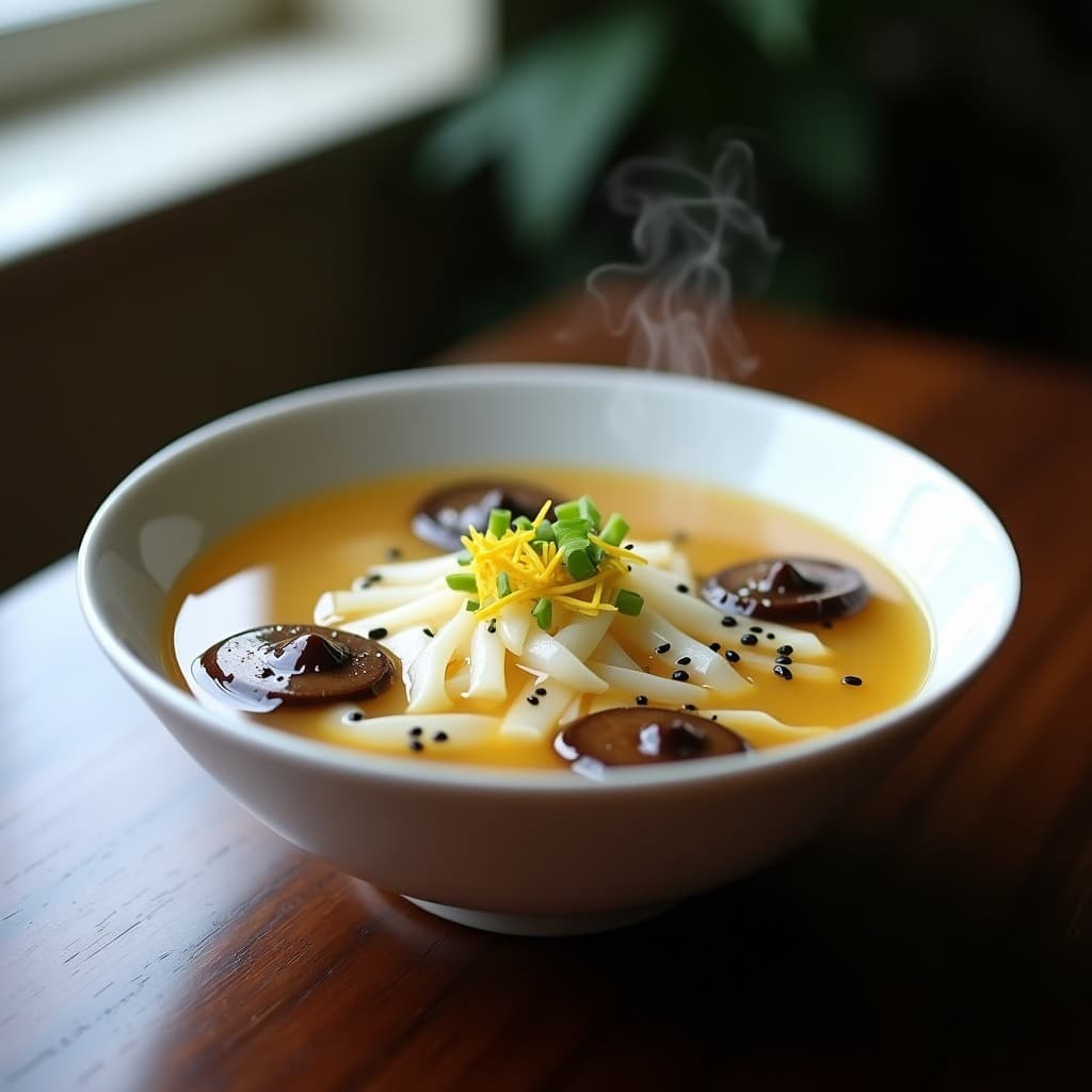 Sopa de Misoshiru con Raíces de Loto y Champiñones Shiitake: Receta Japonesa Detox en 20 Minutos