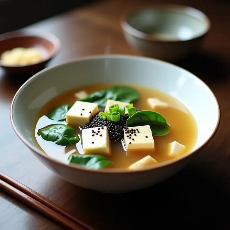 Sopa Misoshiru con Setas y Espinacas: Caldo Japonés Reconfortante y Vegano