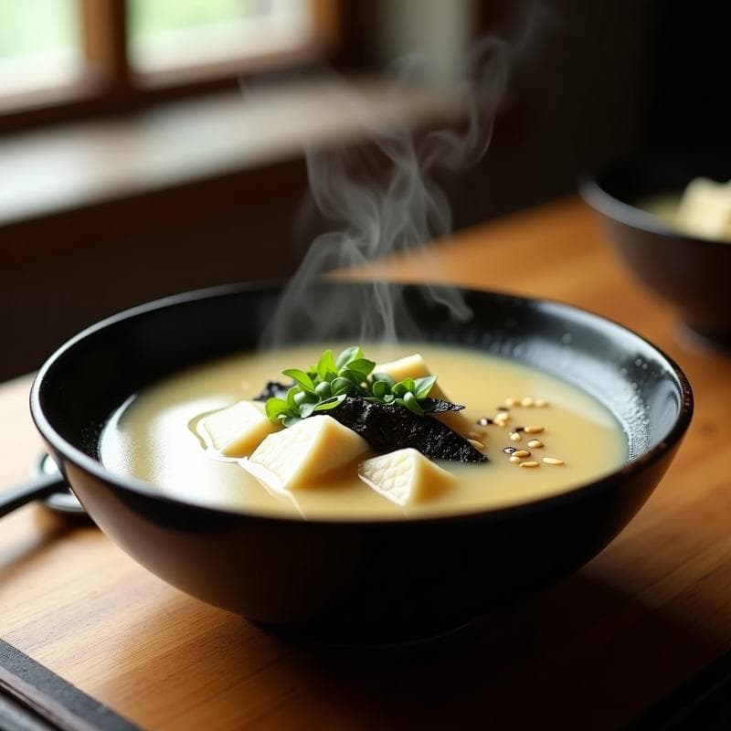 Sopa Misoshiru con Tofu y Algodón de Azúcar de Mar: Receta Japonesa Reinterpretada