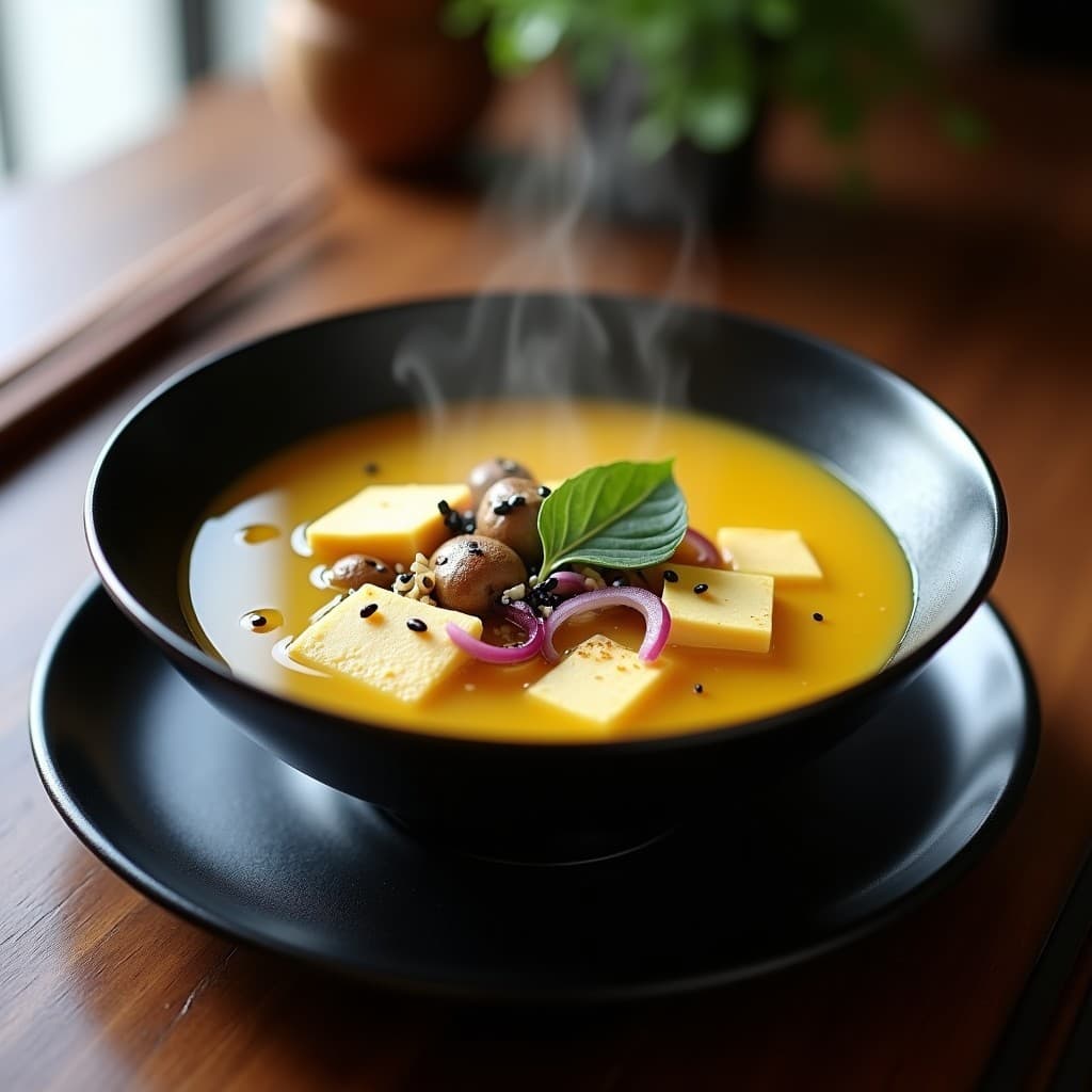 Sopa de Misoshiru con Tofu de Cúrcuma y Hongos Reishi: Receta Japonesa Antinflamatoria