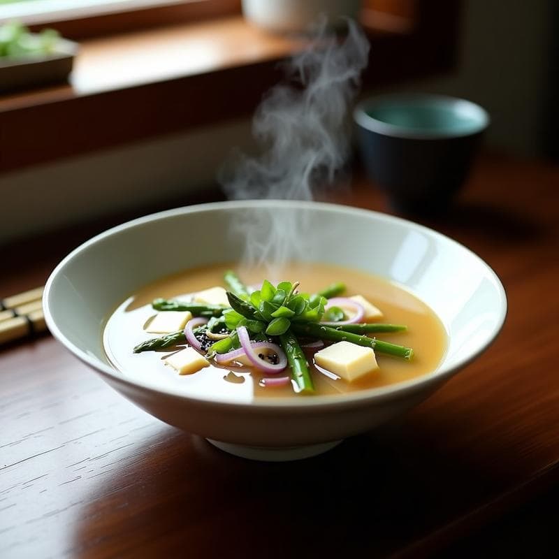 Sopa de Misoshiru con Tofu y Espárragos: Receta Japonesa en Olla Exprés en 12 Minutos