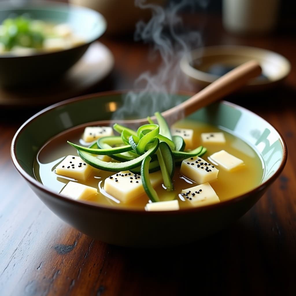 Sopa de Misso y Calabacín con Tofu Sedoso: Receta Japonesa en Olla Rápida con Umami