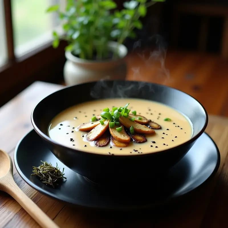 Sopa de Misso y Champiñones Portobello: Receta Vegana Ultracremosa en Olla Lenta