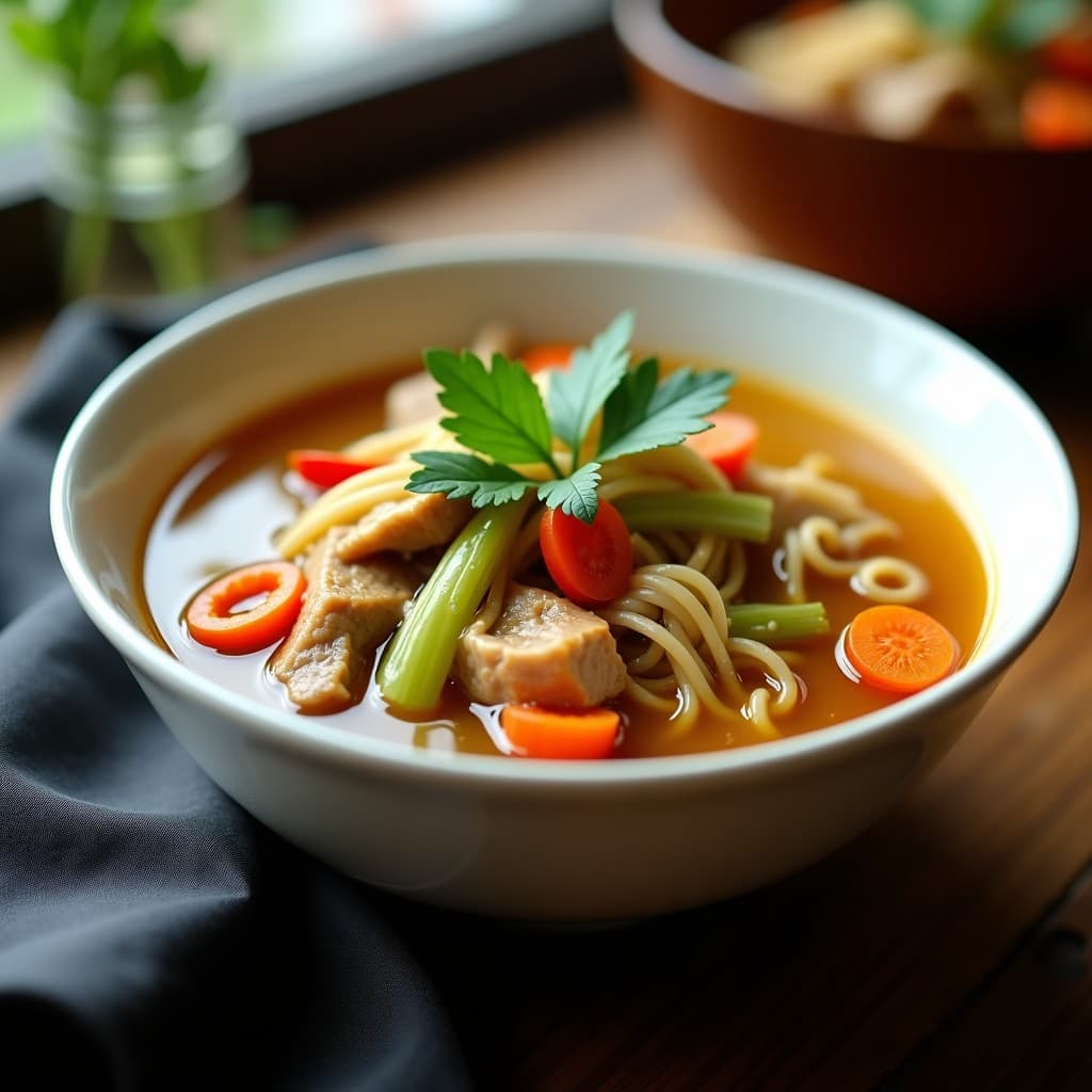 Sopa de Misua con Cerdo y Verduras: Receta Filipina Reconfortante en Olla Exprés