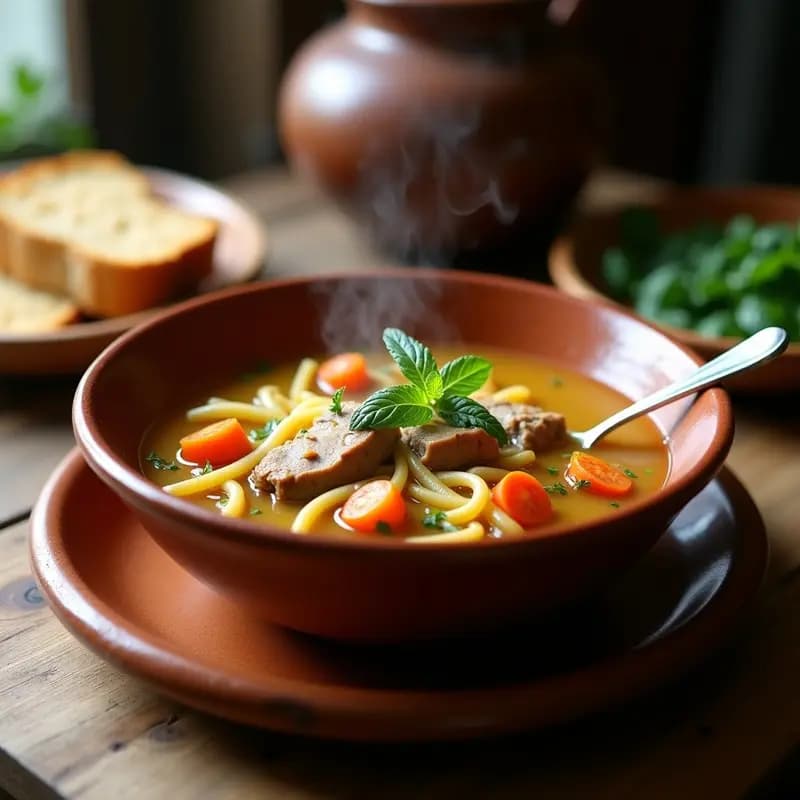 Sopa de Mondongo con Fideos y Hierbabuena: Receta de Aprovechamiento en Olla Lenta