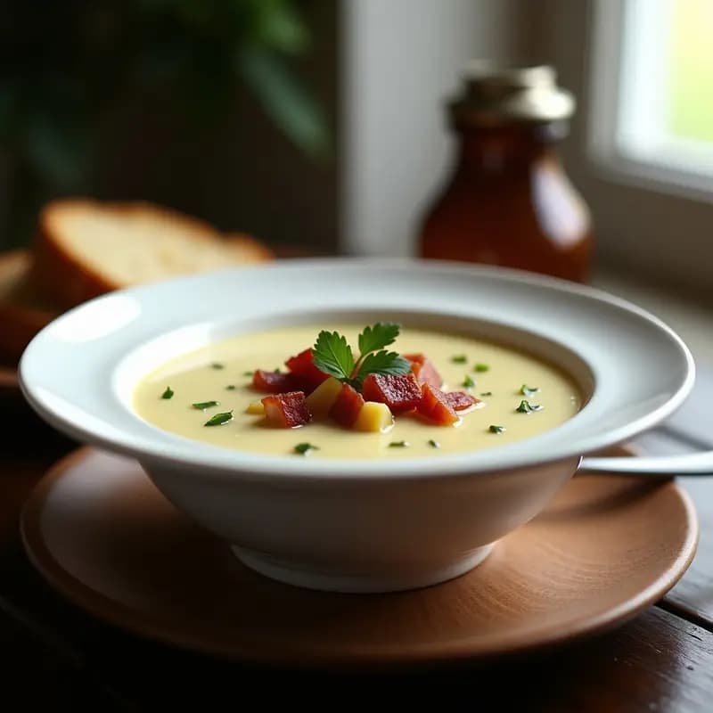 S Murphy Irlandés: Sopa Cremosa de Patatas y Puerros con Tocino Ahumado