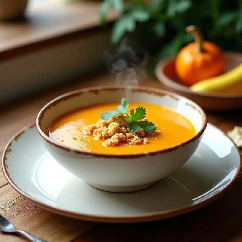 Sopa de Ñame y Jengibre con Crutones de Quinoa: Receta Caribeña Reconfortante en Thermomix