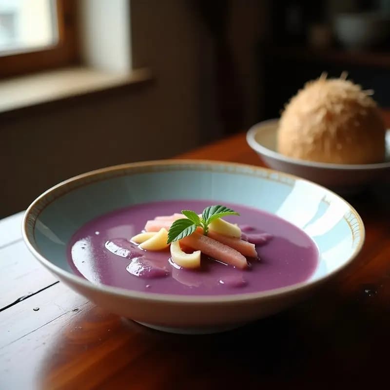 Sopa de Ñame Morado y Coco: Receta Filipina en Olla Exprés con Toque Dulce