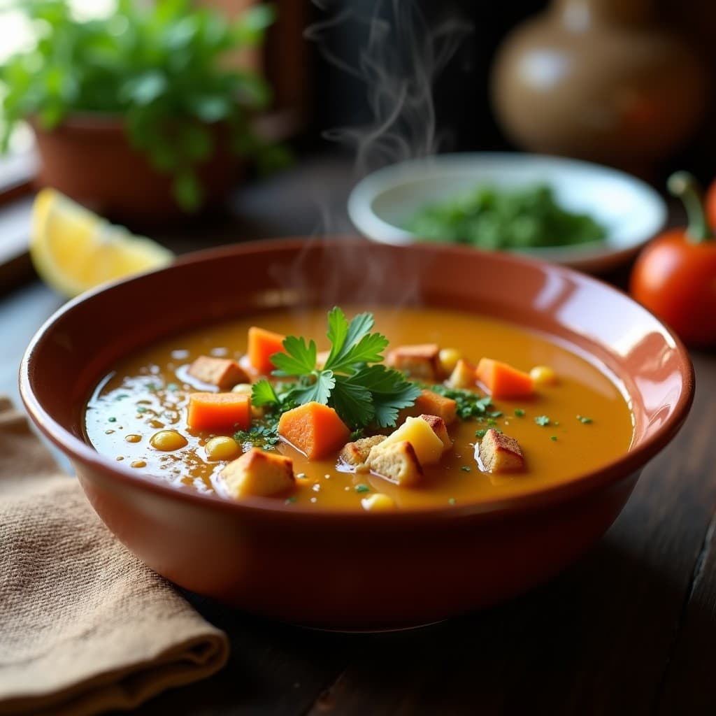 Sopa de Pan Duro con Especias Bereberes: Receta Árabe Económica en Olla Exprés