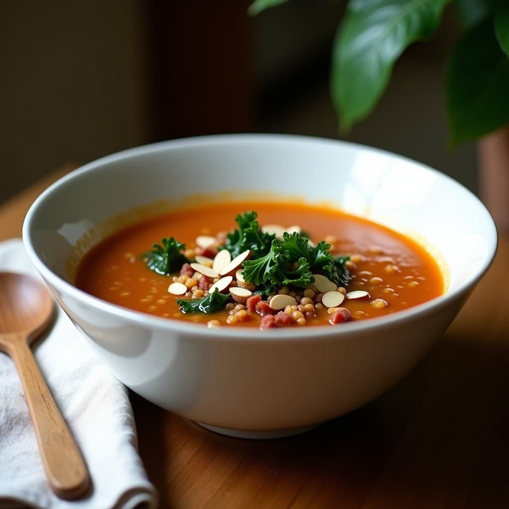 Sopa de PANC con Lentejas Rojas y Escarola: Receta Italiana Keto en Thermomix