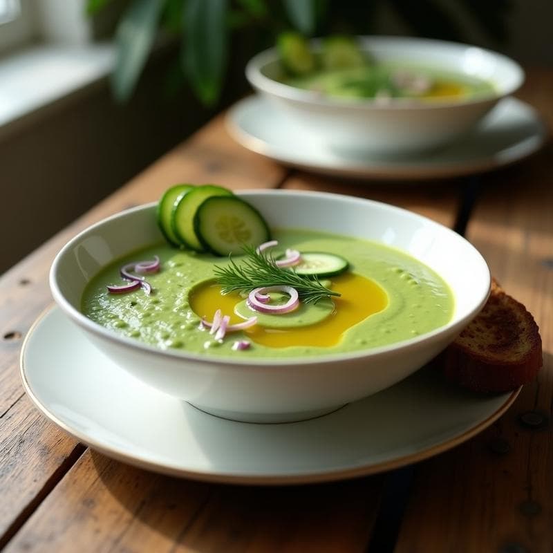 Sopa Fría de Pepino y Aguacate con Eneldo: Receta Ucraniana Sin Lácteos