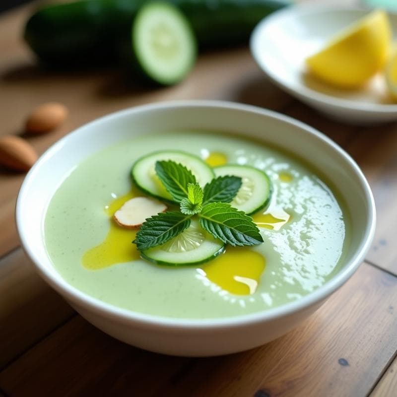 Sopa Fría de Pepino y Almendras: Receta Refrescante en 10 Minutos con Toque Cremoso