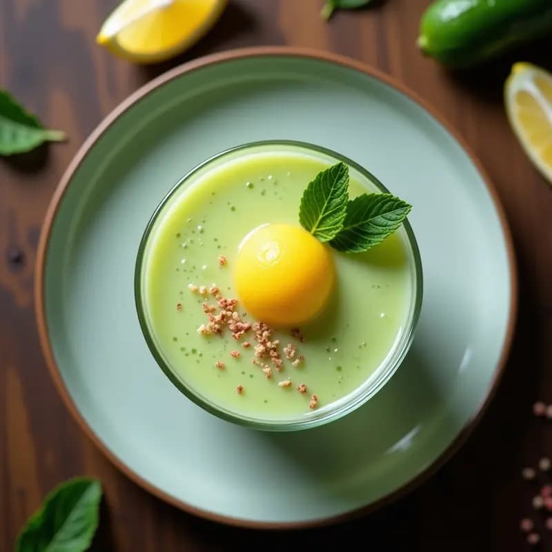 Sopa Fría de Pepino y Jengibre con Helado de Limón: Gazpacho tailandés Innovador