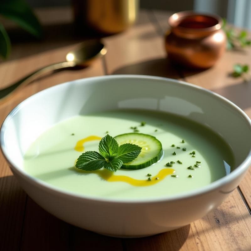 Sopa Fría de Pepino y Kéfir con Hierbabuena: Receta Turca Probiótica y Sin Cocción