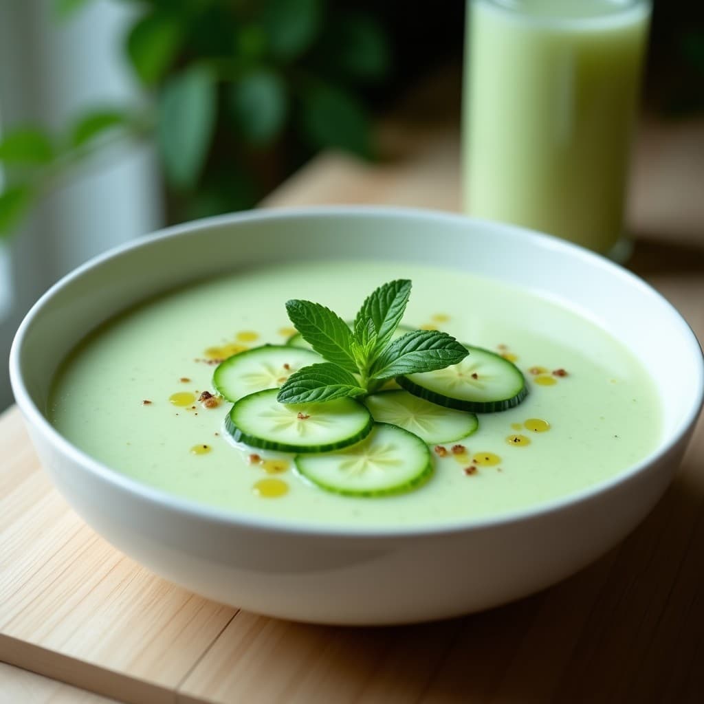 Sopa Fría de Pepino y Kéfir con Menta: Receta Persa Probiótica y Desintoxicante