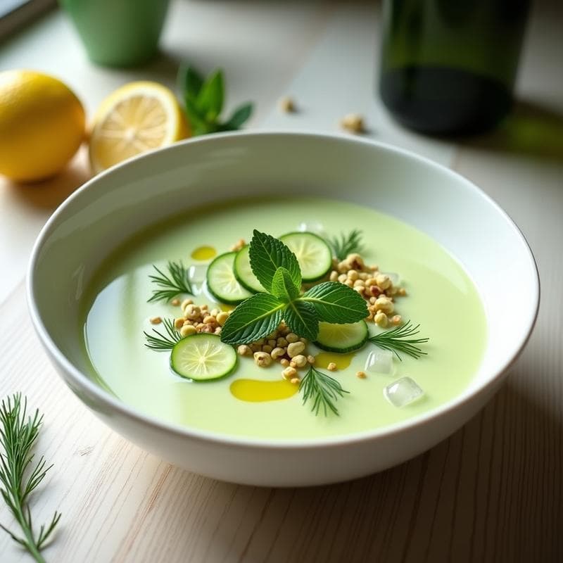 Sopa Fría de Pepino y Kéfir con Mentol y Eneldo: Receta Persa Detox en 10 Minutos