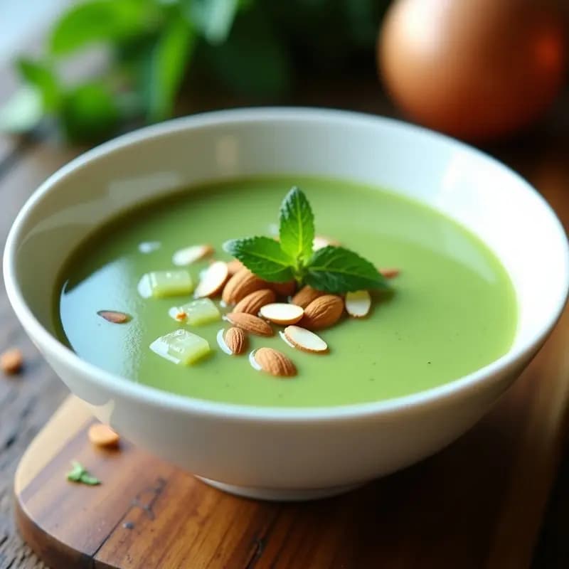 Sopa Fría de Pepino, Mentol y Leche de Almendras: Gazpacho Sírio Sin Lácteos