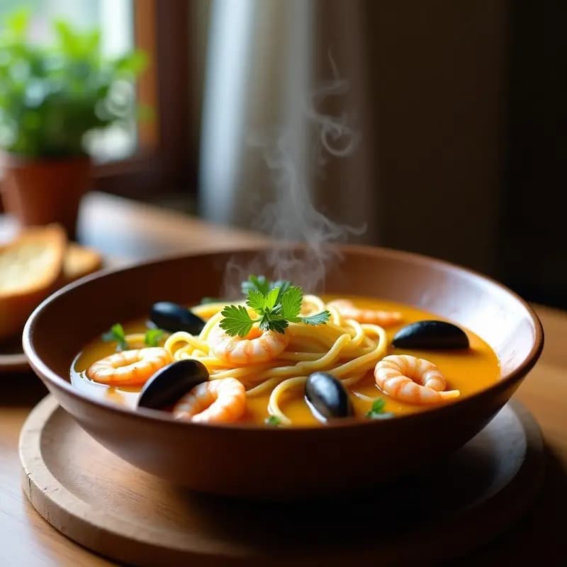 Sopa de Pesca y Marisco con Fideos: Receta Costera en Olla Exprés