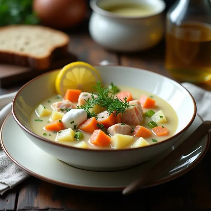 Sopa de Pescado Ahumado con Limón y Crema: Receta Rápida y Reconfortante