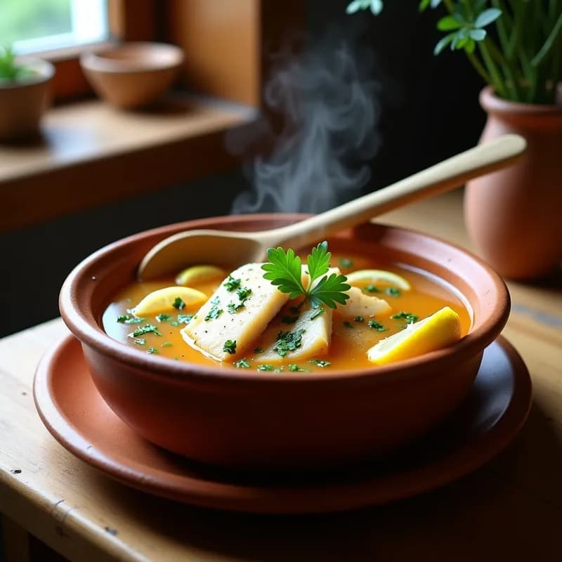 Sopa de Pescado Blanco con Ajo y Perejil: Receta Rápida en 20 Minutos y Alta en Proteína