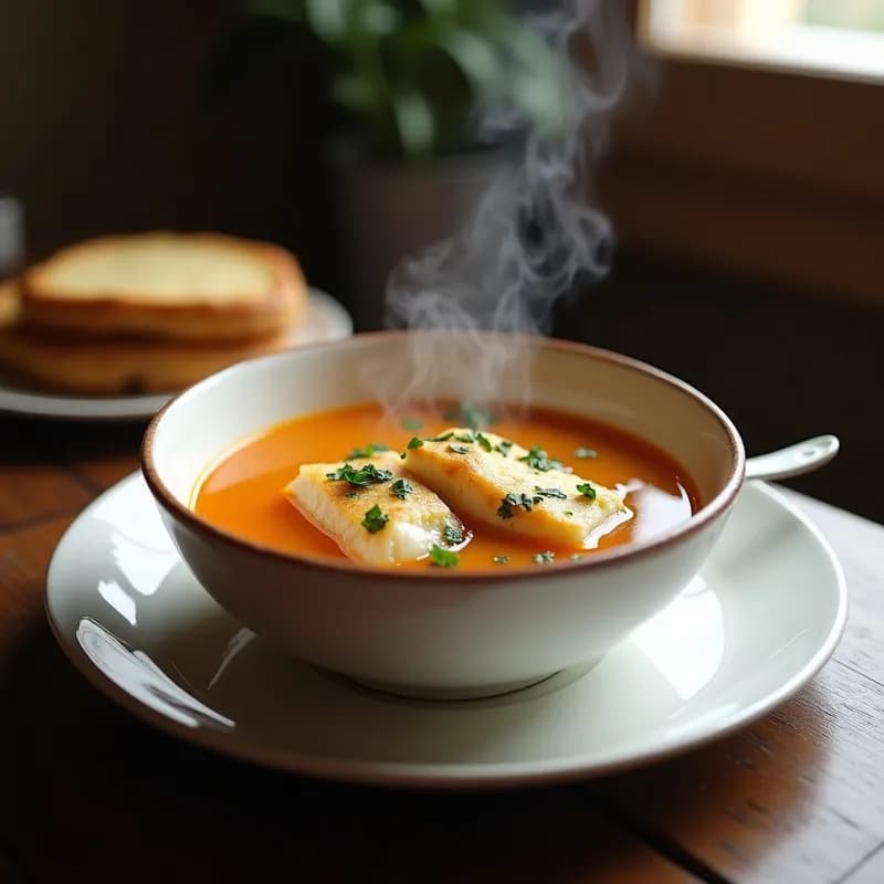 Sopa de Pescado con Galleta María Crujiente: Receta Rápida y Reconfortante en 25 Minutos