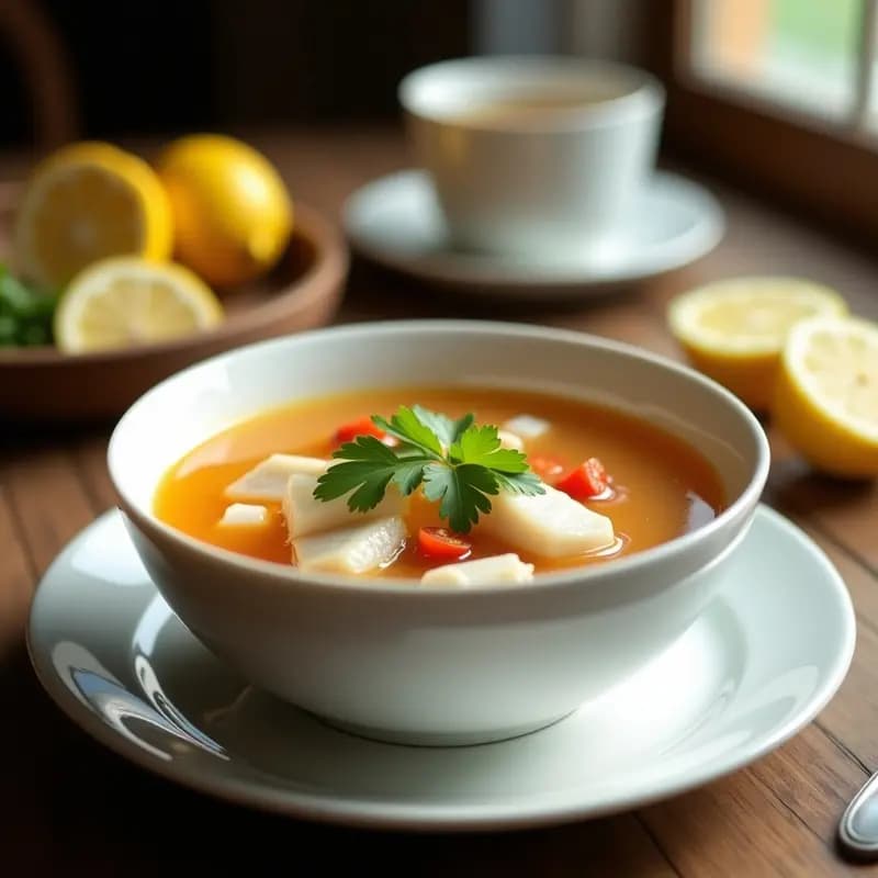 Sopa de Pescado al Limón: Aperitivo Rápido y Ligero en 15 Minutos