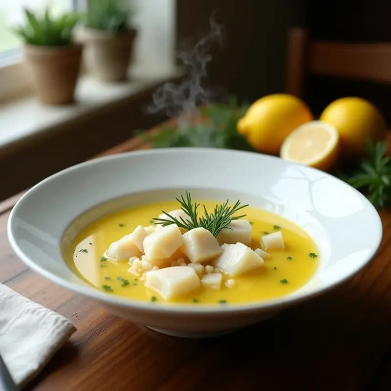 Sopa de Pescado al Limón: Receta Griega Tradicional y Reconfortante en 30 Minutos