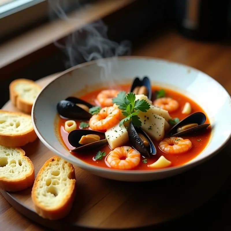 Sopa de Pescado y Marisco con Tostada de Ajo: Receta Costera en 30 Minutos
