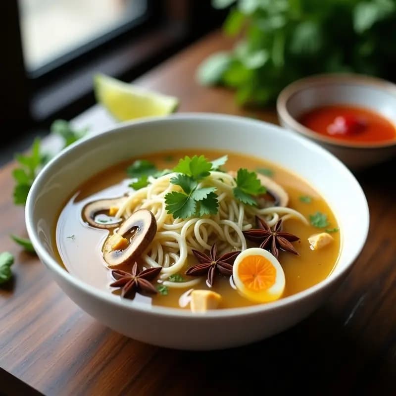 Sopa de Pho de Champiñones y Estrellad de Anís: Receta Vietnamita Vegana en Thermomix