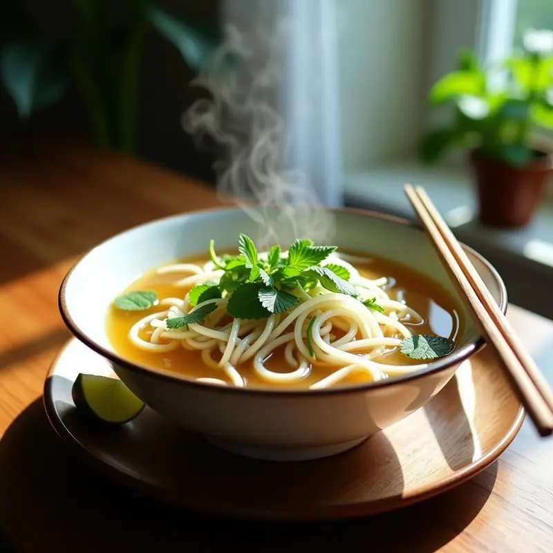 Sopa Pho de Pollo y Hierbas Frescas: Receta Vietnamita Depurativa y Sin Gluten