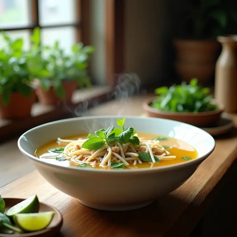 Sopa de Phở con Pollo y Hierbas Aromáticas: Receta Vietnamita Detox y Ligera