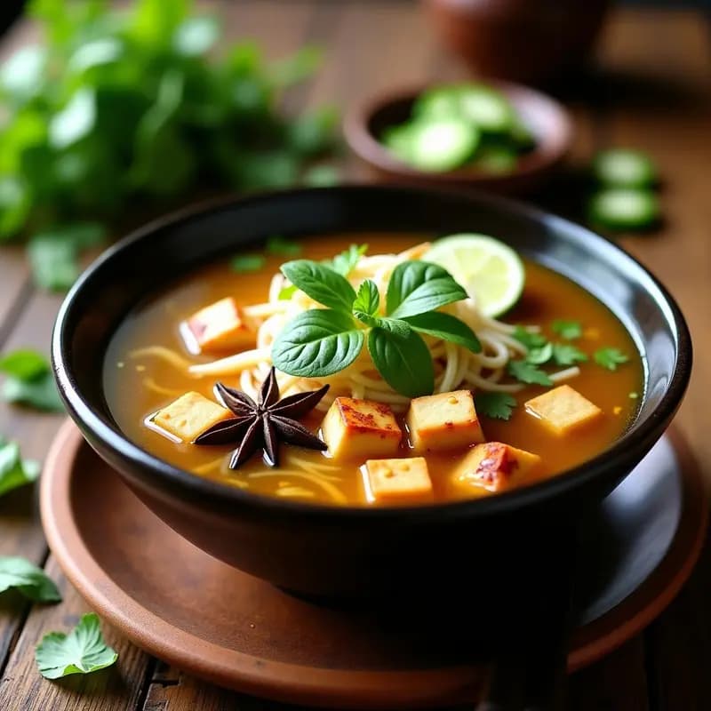 Sopa Pho con Tofu y Brotes de Soja: Receta Vegana de Vietnam en Olla Lenta