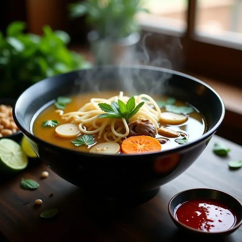 Sopa de Pho Vegana con Fideo de Arroz y Champiñones Shiitake: Receta Vietnamita en Instant Pot