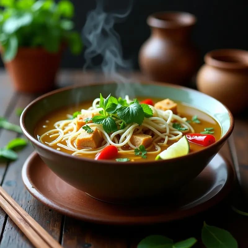 Sopa de Pho Vegana con Seitán y Hierbas Aromáticas: Receta Vietnamita Reconfortante