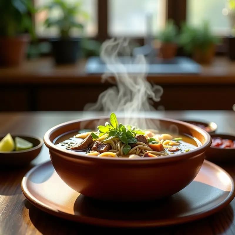 Sopa de Fideos Pho Vietnamita con Carne: Receta Aromática y Reconfortante en Olla Grande