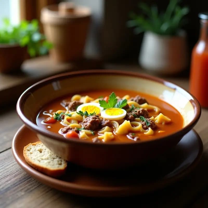 Sopa de Picadillo con Fideos y Huevo Duro: Receta Navarra Reconfortante