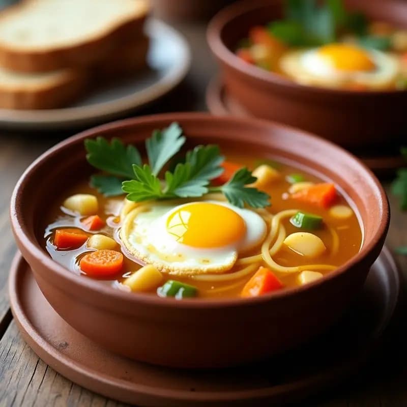 Sopa de Picadillo Murciana con Huevo Escalfado: Receta Ligera y Nutritiva