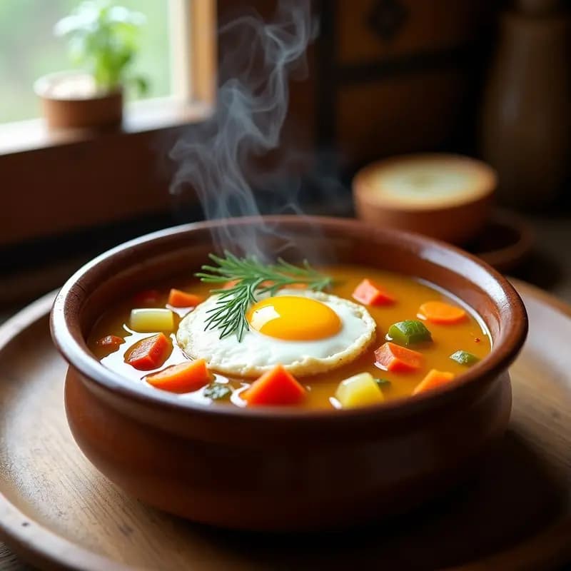 Sopa de Piedra Rumana con Verduras y Huevo Escalfado: Receta de Montaña
