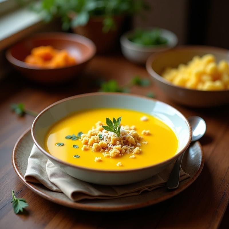 Sopa de Puerros y Cúrcuma con Crumble de Coco: Receta Detox en Thermomix Sin Lactosa
