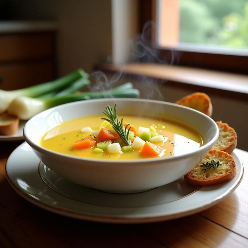 Sopa de Puerros y Jengibre con Costrones de Pan de Centeno: Receta Detox en Olla Express