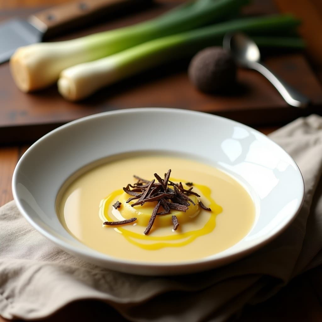 Sopa de Puerros y Patata con Afeitado de Trufa: Receta Vegana Gourmet en Olla Exprés