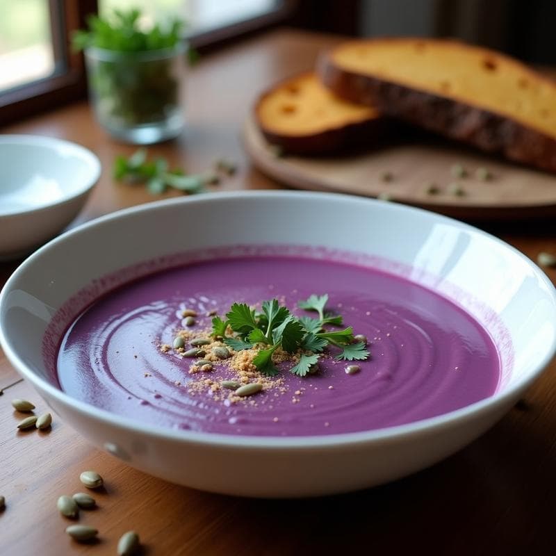 Sopa de Puerros y Patatas Moradas: Receta en Thermomix con Toque de Nuez Moscada