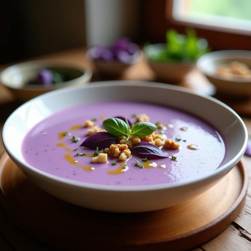 Sopa de Queso de Cabra y Albahaca Morada: Receta en Airfryer Sin Leche