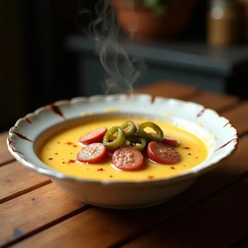 Sopa de Queso con Salchichas y Jalapeños: Receta Cremosa y Picante