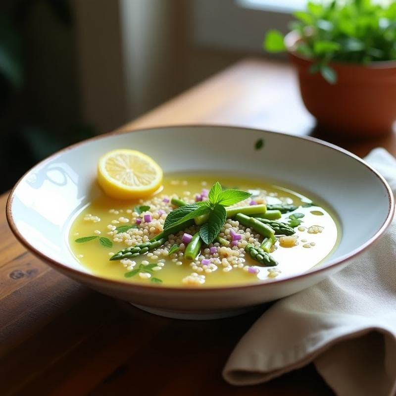 Sopa de Quinoa y Espárragos con Infusión de Limón: Receta Detox en Olla Express