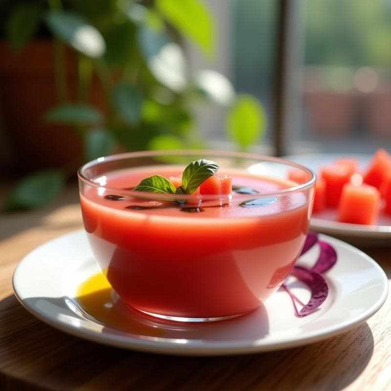 Sopa Fría de Sandía y Tomate con Vinagreta de Vinagre Balsámico: Gazpacho Andaluz Innovador