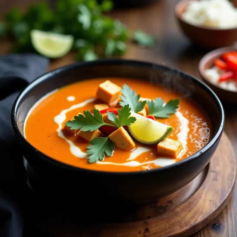 Sopa Tailandesa de Cacahuete y Curry Rojo: Receta Cremosa y Reconfortante en 25 Minutos