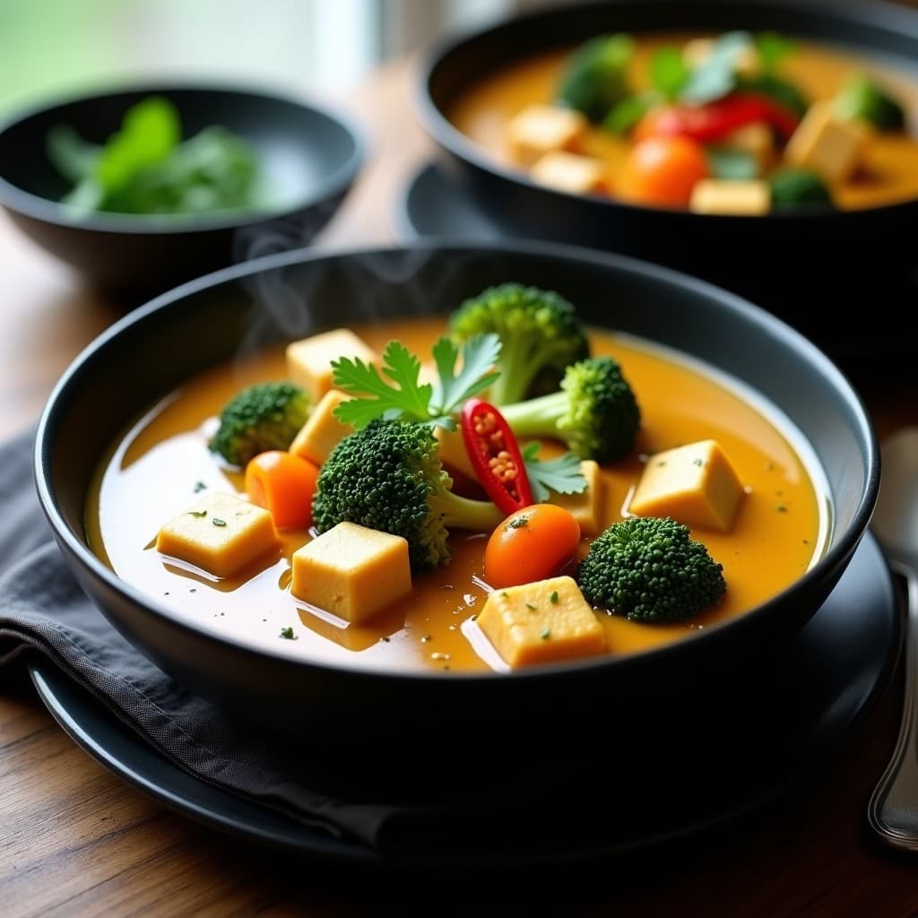 Sopa Tailandesa de Cacahuete y Curry Verde: Receta Express con Verduras en 25 Minutos