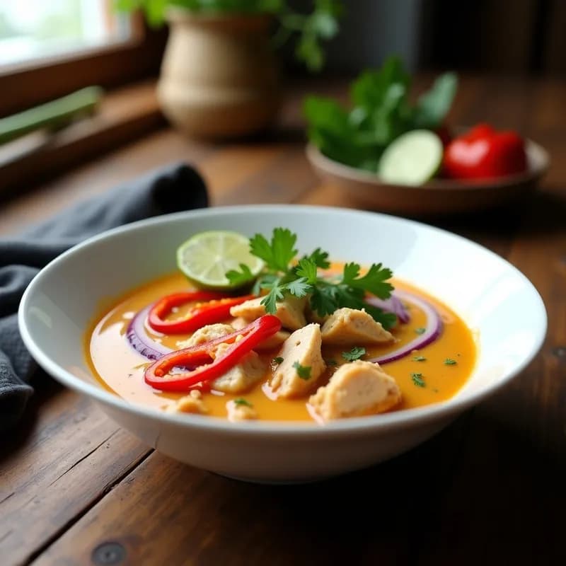 Sopa Thai de Cacahuete y Pollo: Receta en Airfryer con Aroma Exótico en 20 Minutos