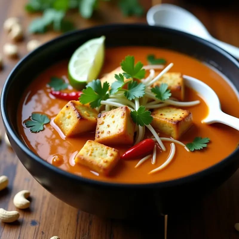 Sopa Tailandesa de Cacahuete y Tofu: Receta Fácil en Airfryer y Olla con Alto Contenido de Proteína